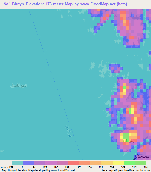 Naj` Birayn,Egypt Elevation Map