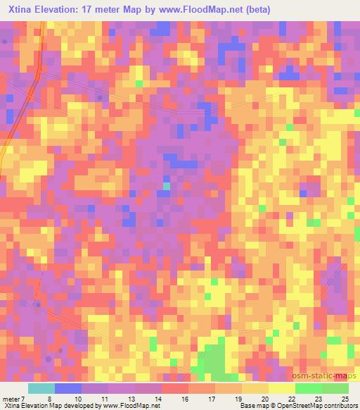 Xtina,Mexico Elevation Map