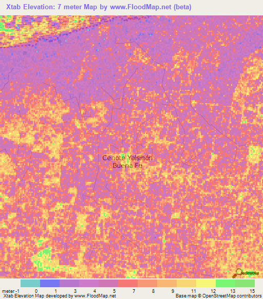 Xtab,Mexico Elevation Map