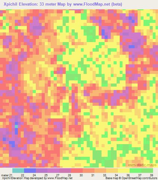 Xpichil,Mexico Elevation Map