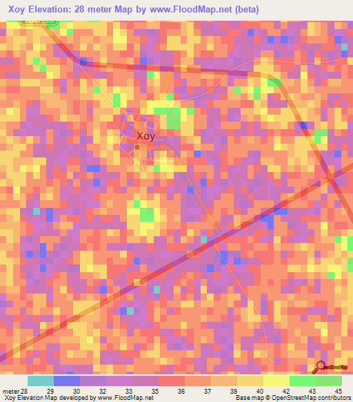 Xoy,Mexico Elevation Map