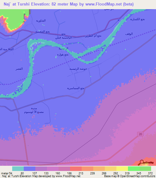 Naj` at Turshi,Egypt Elevation Map