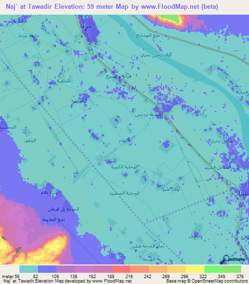 Naj` at Tawadir,Egypt Elevation Map