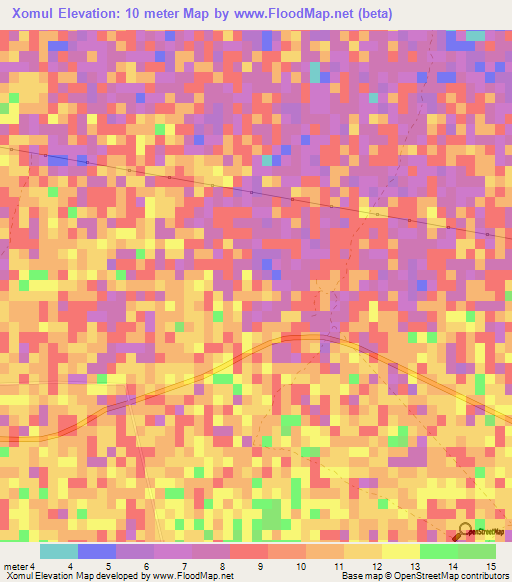 Xomul,Mexico Elevation Map