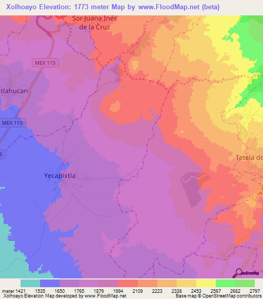 Xolhoayo,Mexico Elevation Map