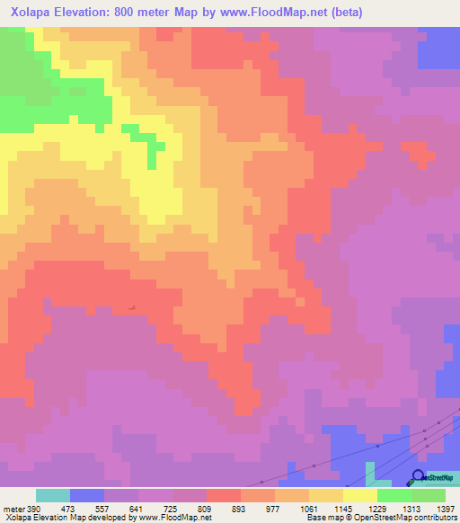 Xolapa,Mexico Elevation Map