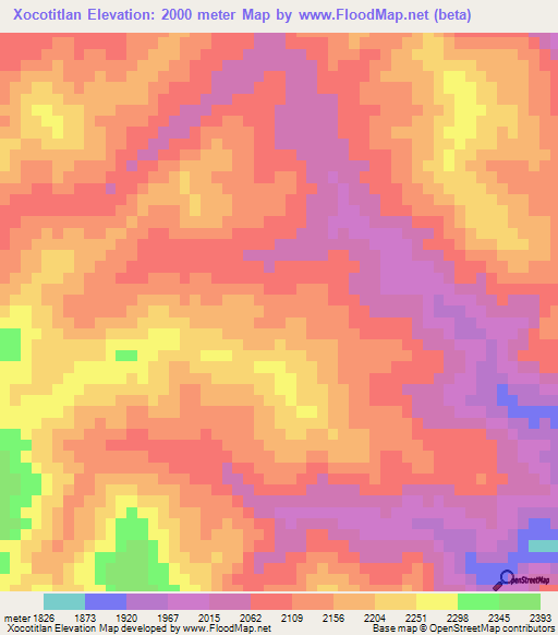 Xocotitlan,Mexico Elevation Map