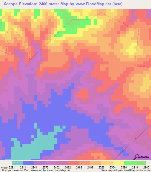 Xocopa,Mexico Elevation Map