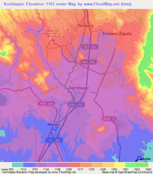 Xochitepec,Mexico Elevation Map