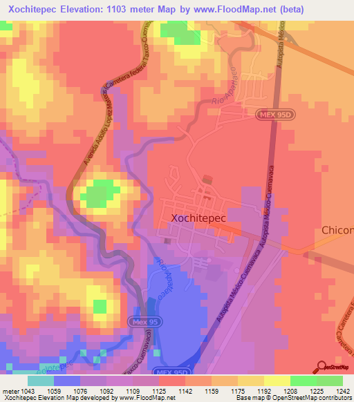 Xochitepec,Mexico Elevation Map