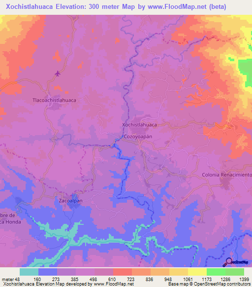 Xochistlahuaca,Mexico Elevation Map