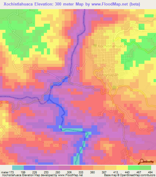 Xochistlahuaca,Mexico Elevation Map