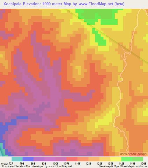 Xochipala,Mexico Elevation Map