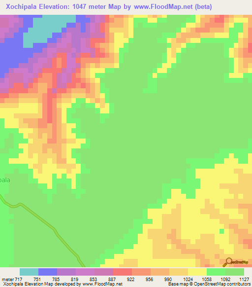 Xochipala,Mexico Elevation Map