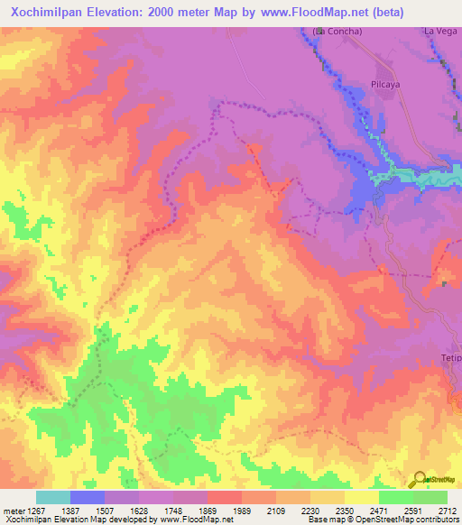 Xochimilpan,Mexico Elevation Map