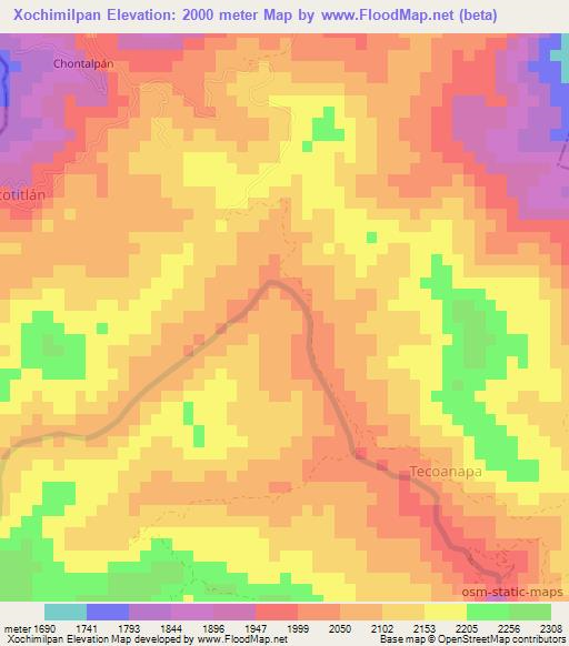 Xochimilpan,Mexico Elevation Map