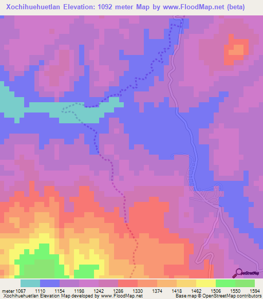 Xochihuehuetlan,Mexico Elevation Map