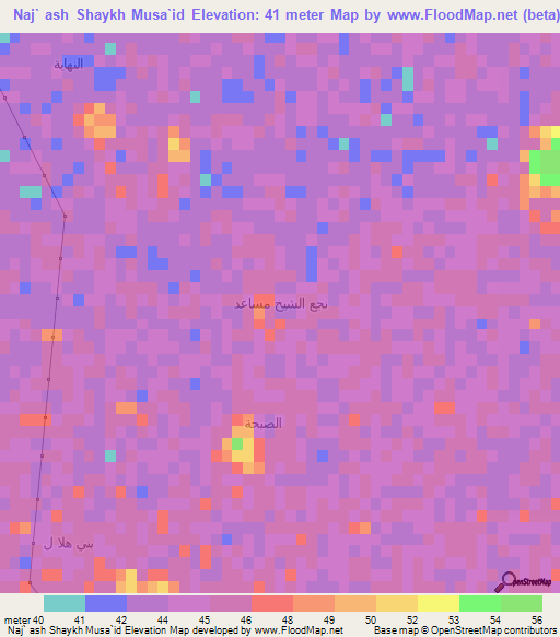 Naj` ash Shaykh Musa`id,Egypt Elevation Map