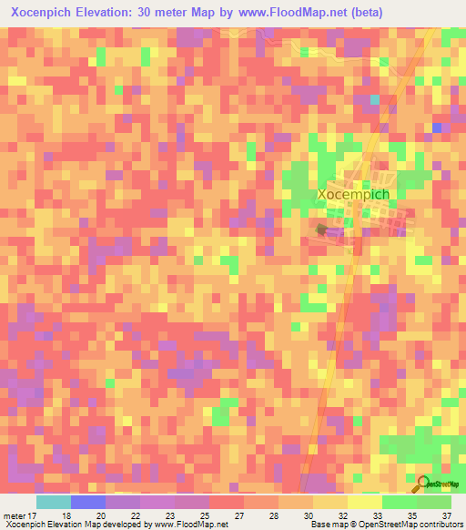 Xocenpich,Mexico Elevation Map