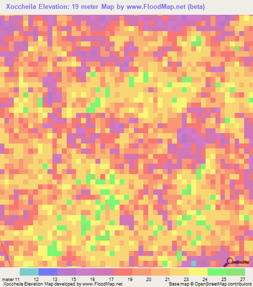 Xoccheila,Mexico Elevation Map