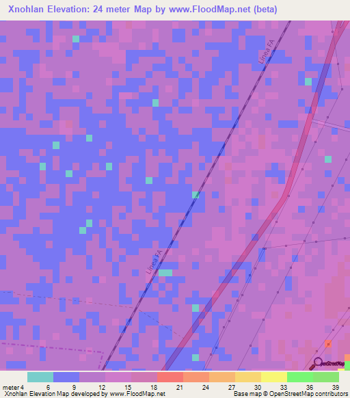 Xnohlan,Mexico Elevation Map