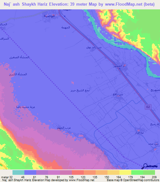 Naj` ash Shaykh Hariz,Egypt Elevation Map