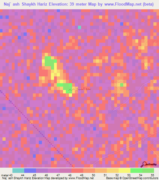 Naj` ash Shaykh Hariz,Egypt Elevation Map