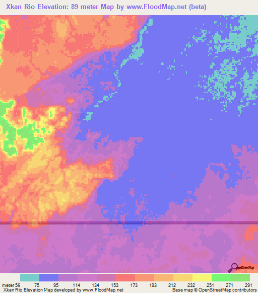 Xkan Rio,Mexico Elevation Map