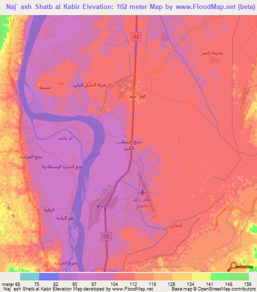 Naj` ash Shatb al Kabir,Egypt Elevation Map