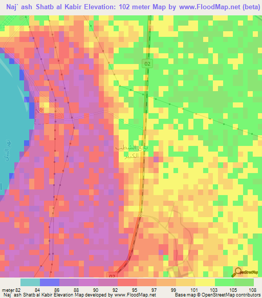 Naj` ash Shatb al Kabir,Egypt Elevation Map