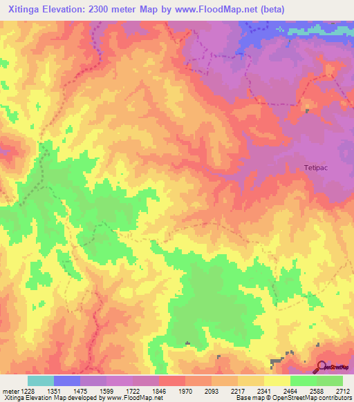 Xitinga,Mexico Elevation Map