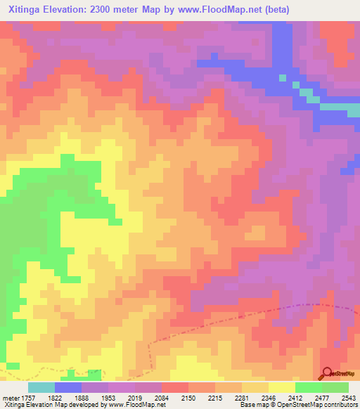 Xitinga,Mexico Elevation Map