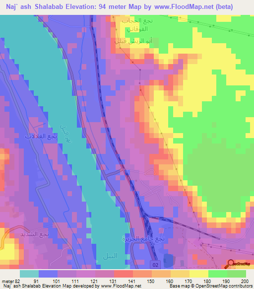 Naj` ash Shalabab,Egypt Elevation Map