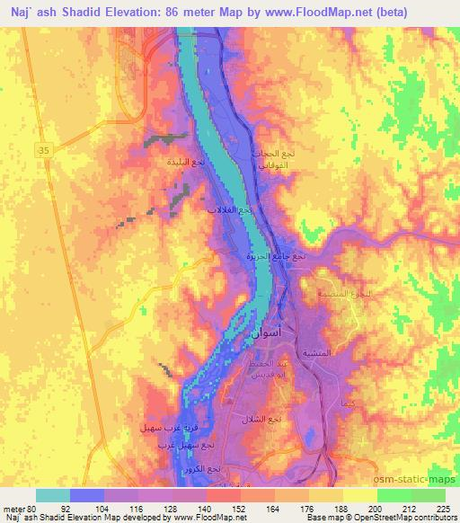 Naj` ash Shadid,Egypt Elevation Map