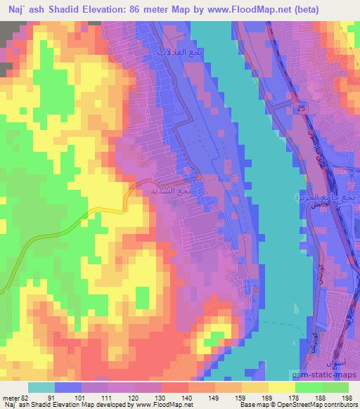 Naj` ash Shadid,Egypt Elevation Map