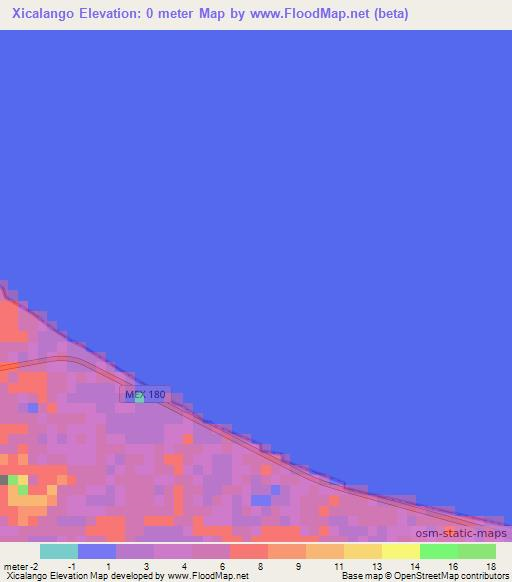 Xicalango,Mexico Elevation Map