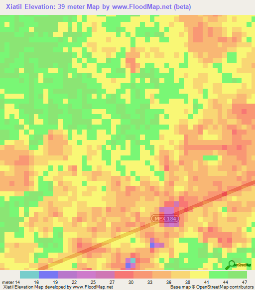 Xiatil,Mexico Elevation Map