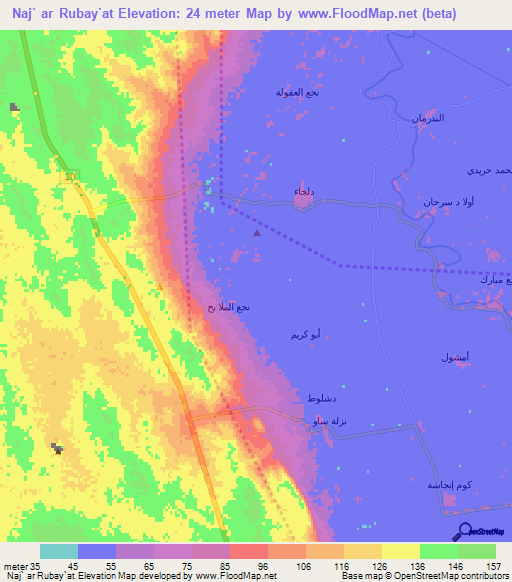 Naj` ar Rubay`at,Egypt Elevation Map