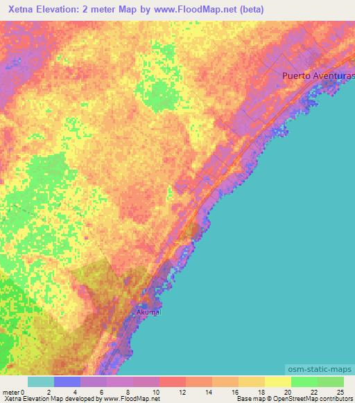 Xetna,Mexico Elevation Map