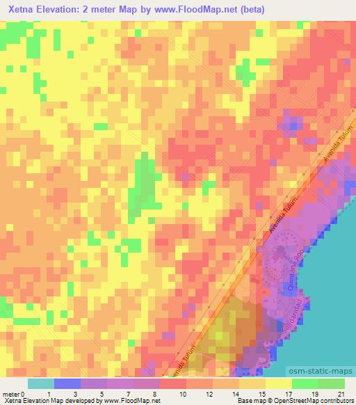 Xetna,Mexico Elevation Map