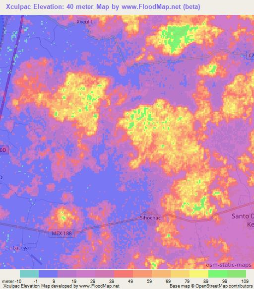 Xculpac,Mexico Elevation Map