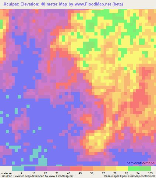 Xculpac,Mexico Elevation Map