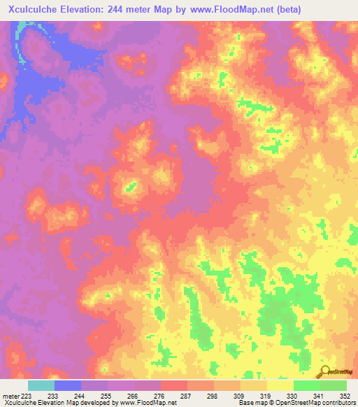 Xculculche,Mexico Elevation Map