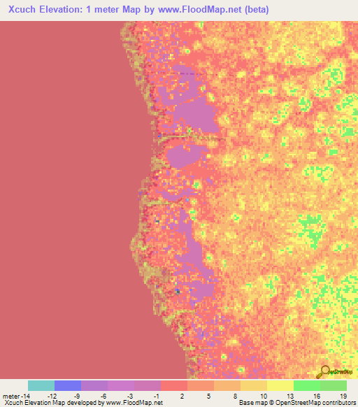 Xcuch,Mexico Elevation Map