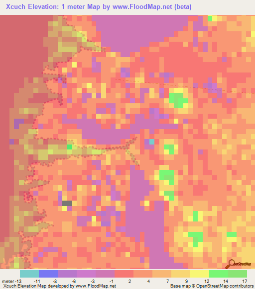 Xcuch,Mexico Elevation Map