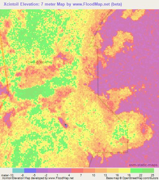 Xcintoil,Mexico Elevation Map