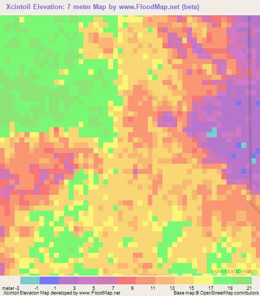 Xcintoil,Mexico Elevation Map