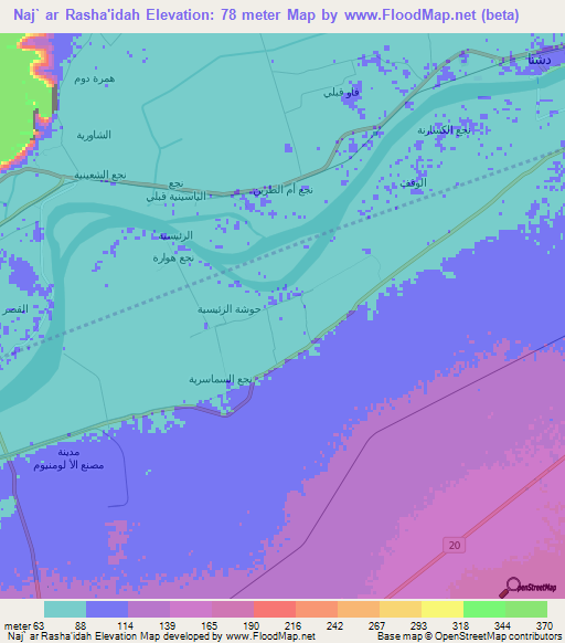 Naj` ar Rasha'idah,Egypt Elevation Map