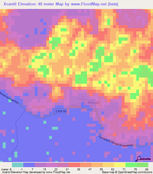 Xcantil,Mexico Elevation Map