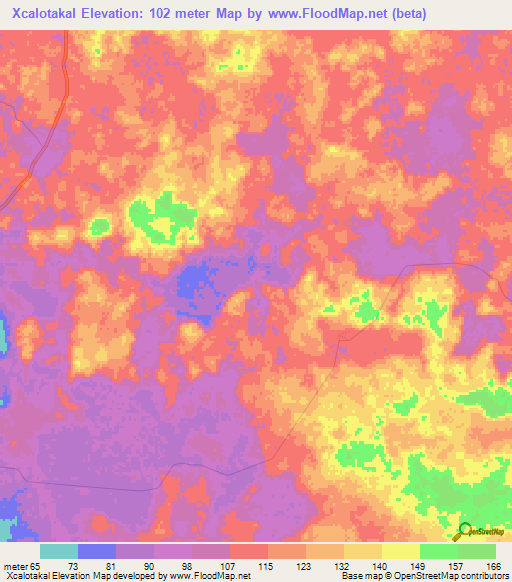 Xcalotakal,Mexico Elevation Map